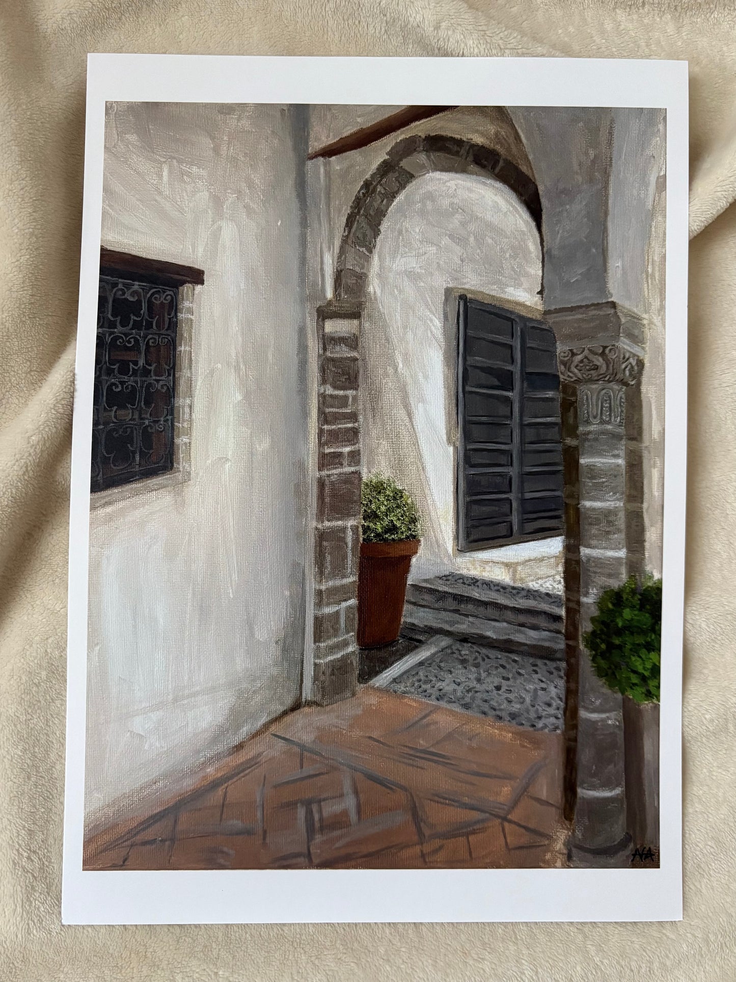 Oudaya Café Rabat Moroccan architecture art print by Nourhan's Art