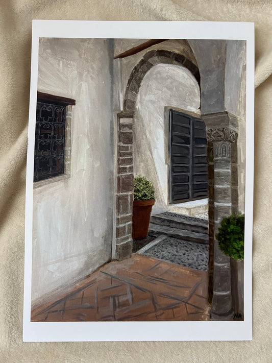 Oudaya Café Rabat Moroccan architecture art print by Nourhan's Art