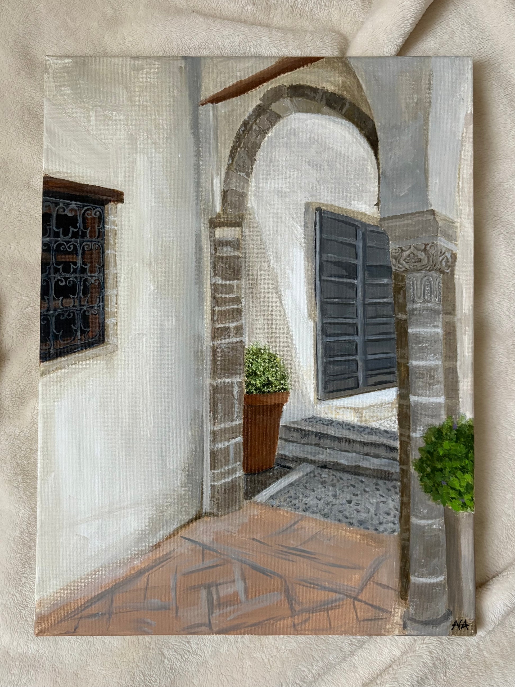 Oudaya Café Rabat print displayed in a photograph