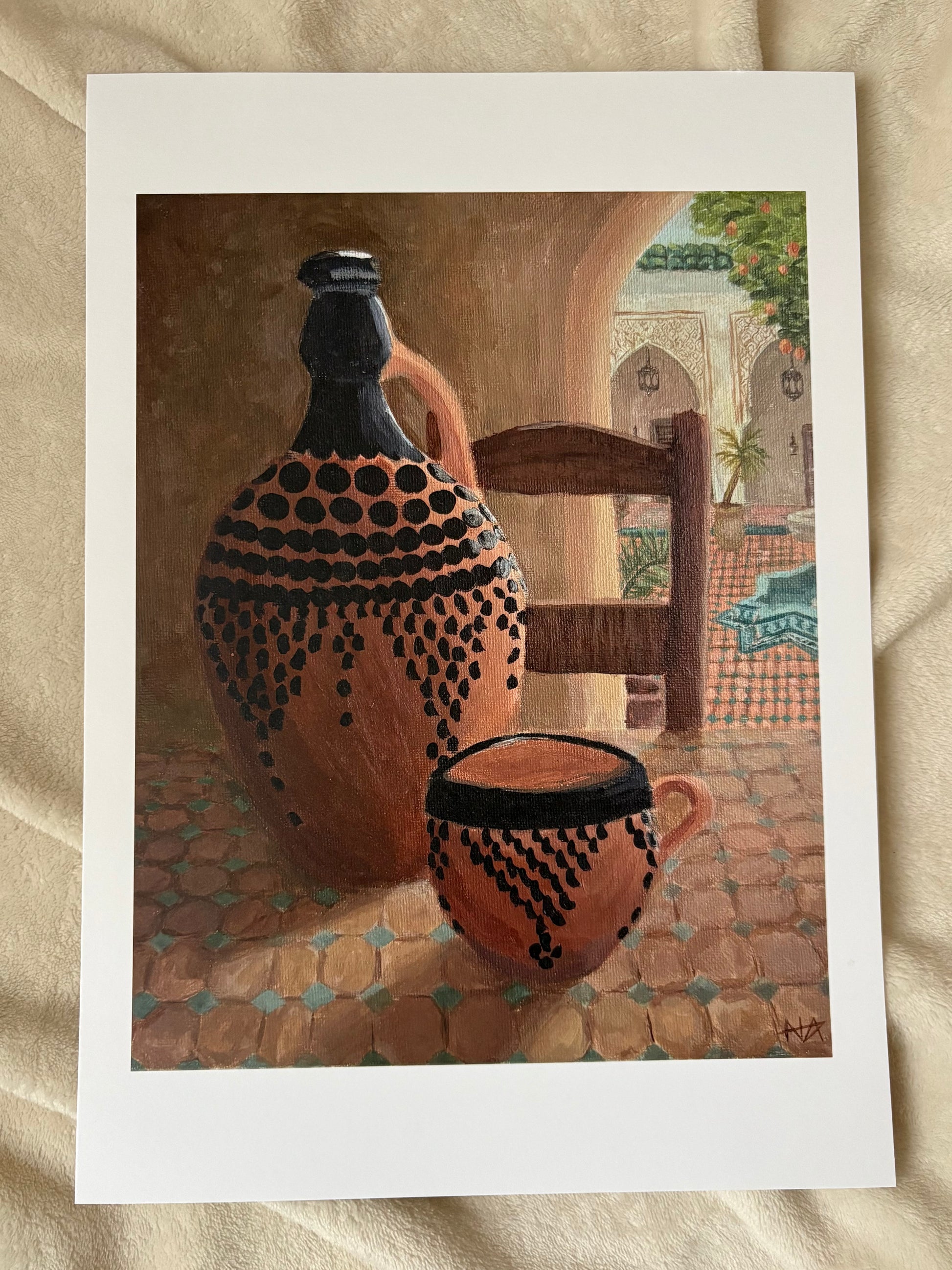 El Goulla Moroccan pottery art print by Nourhan's Art